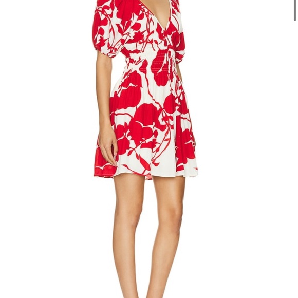 FAITHFULL THE BRAND x REVOLVE Salone Mini Dress in Red Floral - Picture 2 of 7